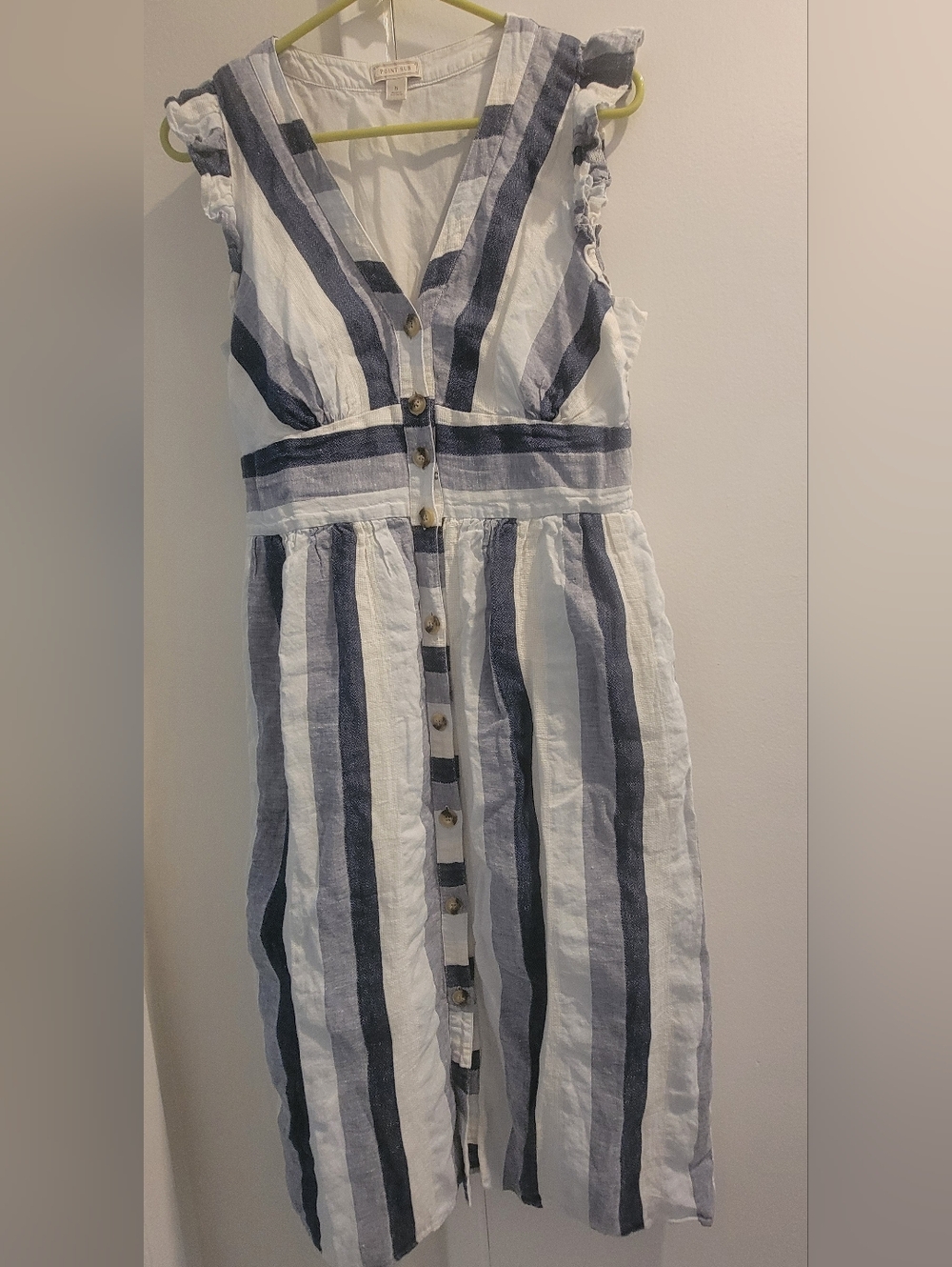 Sleeveless Striped Midi Dress in White and Navy 8